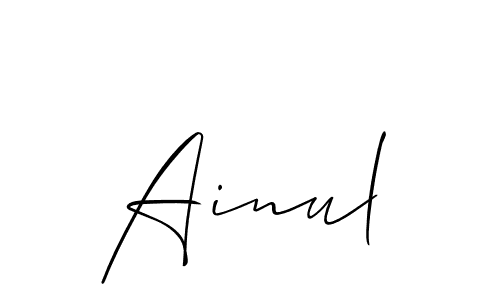 The best way (Allison_Script) to make a short signature is to pick only two or three words in your name. The name Ainul include a total of six letters. For converting this name. Ainul signature style 2 images and pictures png