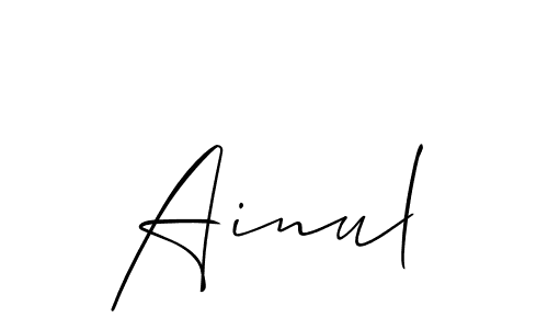 Make a beautiful signature design for name Ainul. With this signature (Allison_Script) style, you can create a handwritten signature for free. Ainul signature style 2 images and pictures png