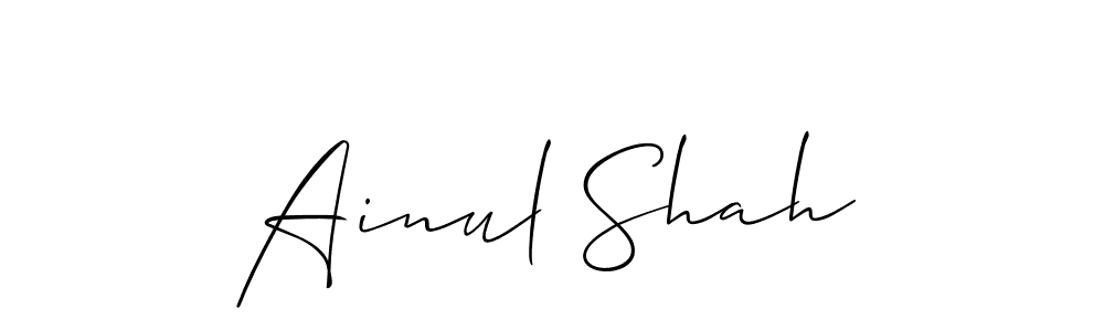 Design your own signature with our free online signature maker. With this signature software, you can create a handwritten (Allison_Script) signature for name Ainul Shah. Ainul Shah signature style 2 images and pictures png