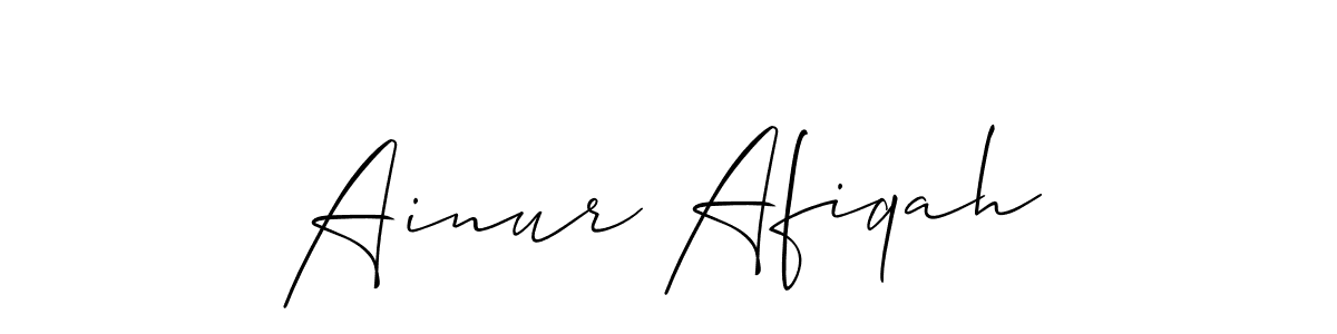 Make a beautiful signature design for name Ainur Afiqah. With this signature (Allison_Script) style, you can create a handwritten signature for free. Ainur Afiqah signature style 2 images and pictures png