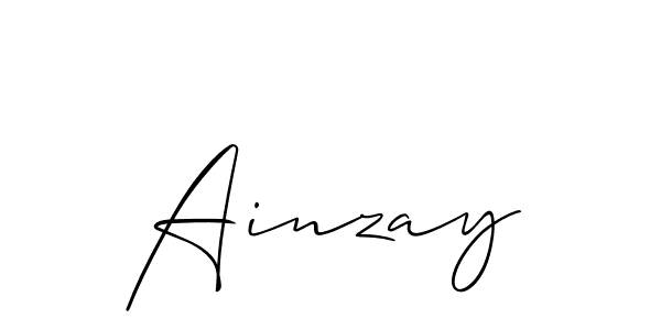 How to make Ainzay name signature. Use Allison_Script style for creating short signs online. This is the latest handwritten sign. Ainzay signature style 2 images and pictures png