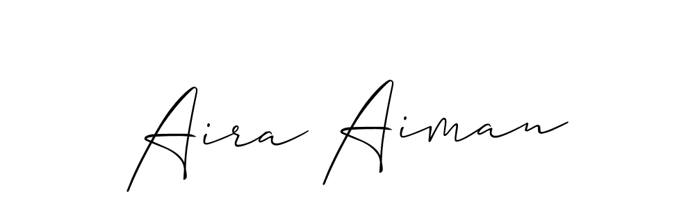 Use a signature maker to create a handwritten signature online. With this signature software, you can design (Allison_Script) your own signature for name Aira Aiman. Aira Aiman signature style 2 images and pictures png