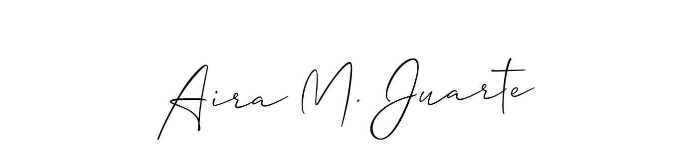The best way (Allison_Script) to make a short signature is to pick only two or three words in your name. The name Aira M. Juarte include a total of six letters. For converting this name. Aira M. Juarte signature style 2 images and pictures png
