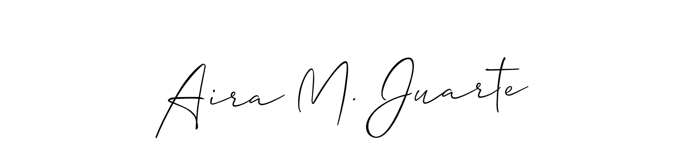 How to make Aira M. Juarte name signature. Use Allison_Script style for creating short signs online. This is the latest handwritten sign. Aira M. Juarte signature style 2 images and pictures png