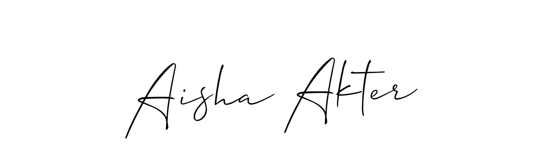 It looks lik you need a new signature style for name Aisha Akter. Design unique handwritten (Allison_Script) signature with our free signature maker in just a few clicks. Aisha Akter signature style 2 images and pictures png