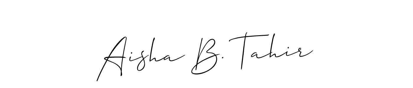 Allison_Script is a professional signature style that is perfect for those who want to add a touch of class to their signature. It is also a great choice for those who want to make their signature more unique. Get Aisha B. Tahir name to fancy signature for free. Aisha B. Tahir signature style 2 images and pictures png