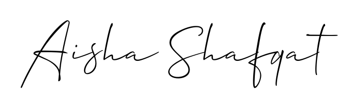 A classic penmanship look for Aisha Shafqat. The Allison_Script font brings timeless elegance and confidence to every signed document. Aisha Shafqat signature style 2 images and pictures png