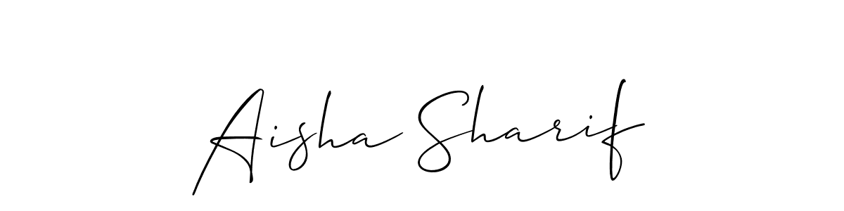 Create a beautiful signature design for name Aisha Sharif. With this signature (Allison_Script) fonts, you can make a handwritten signature for free. Aisha Sharif signature style 2 images and pictures png