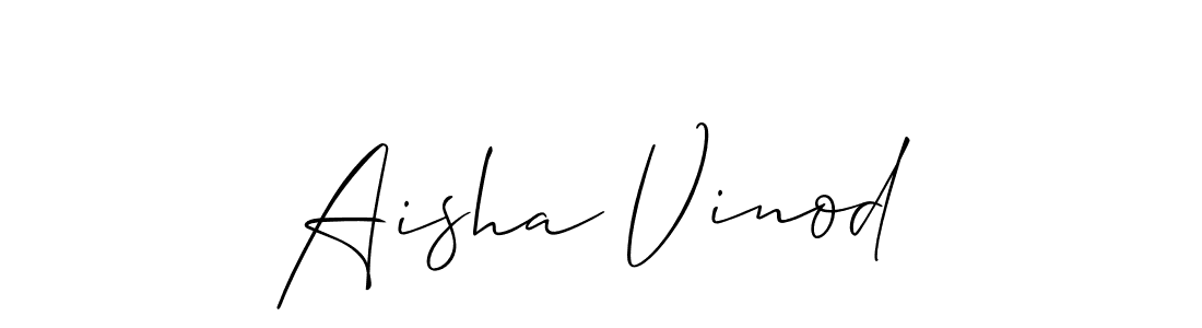 The best way (Allison_Script) to make a short signature is to pick only two or three words in your name. The name Aisha Vinod include a total of six letters. For converting this name. Aisha Vinod signature style 2 images and pictures png