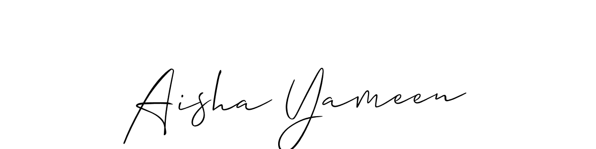 How to make Aisha Yameen signature? Allison_Script is a professional autograph style. Create handwritten signature for Aisha Yameen name. Aisha Yameen signature style 2 images and pictures png