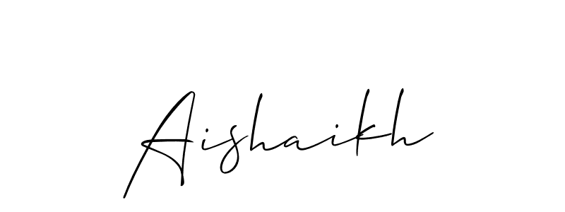 Allison_Script is a professional signature style that is perfect for those who want to add a touch of class to their signature. It is also a great choice for those who want to make their signature more unique. Get Aishaikh name to fancy signature for free. Aishaikh signature style 2 images and pictures png