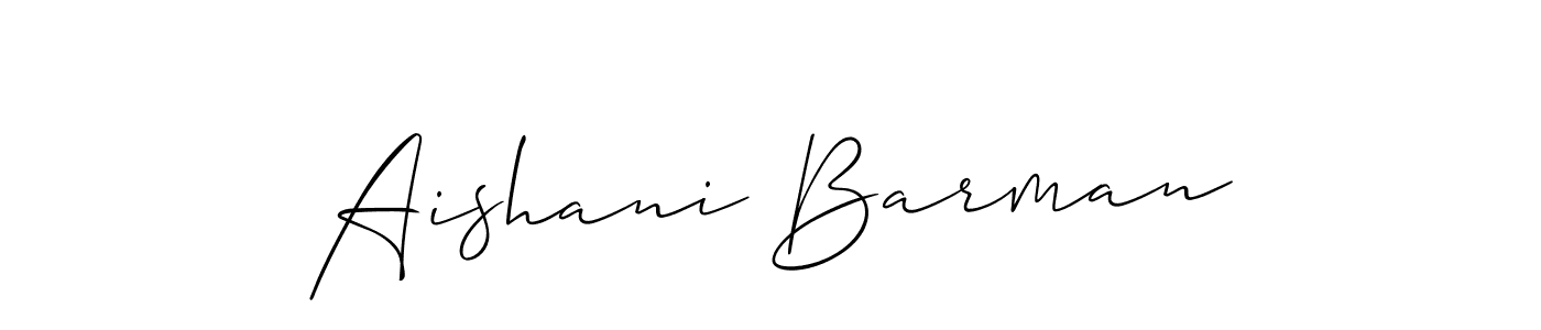 It looks lik you need a new signature style for name Aishani Barman. Design unique handwritten (Allison_Script) signature with our free signature maker in just a few clicks. Aishani Barman signature style 2 images and pictures png
