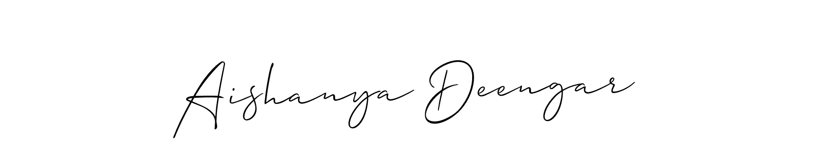 Make a beautiful signature design for name Aishanya Deengar. With this signature (Allison_Script) style, you can create a handwritten signature for free. Aishanya Deengar signature style 2 images and pictures png