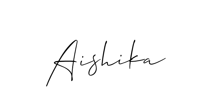 Design your own signature with our free online signature maker. With this signature software, you can create a handwritten (Allison_Script) signature for name Aishika. Aishika signature style 2 images and pictures png