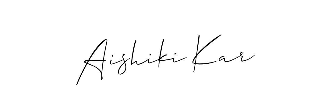 Allison_Script is a professional signature style that is perfect for those who want to add a touch of class to their signature. It is also a great choice for those who want to make their signature more unique. Get Aishiki Kar name to fancy signature for free. Aishiki Kar signature style 2 images and pictures png