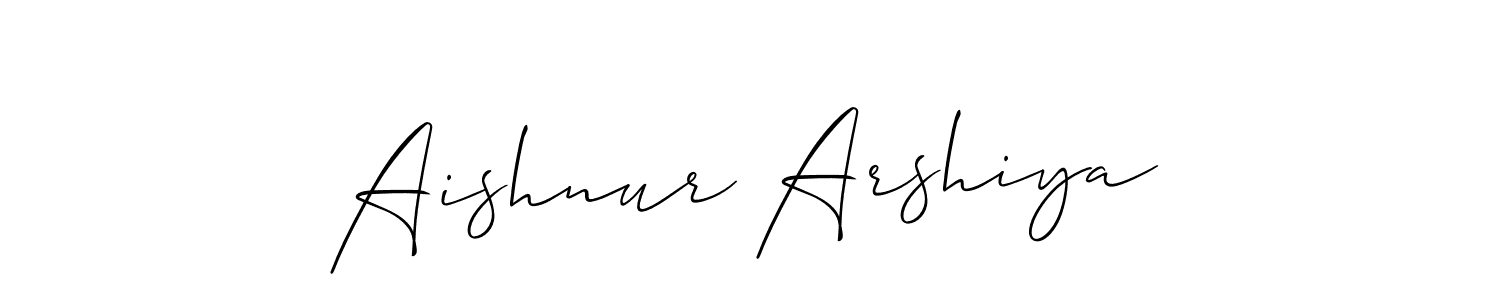 Allison_Script is a professional signature style that is perfect for those who want to add a touch of class to their signature. It is also a great choice for those who want to make their signature more unique. Get Aishnur Arshiya name to fancy signature for free. Aishnur Arshiya signature style 2 images and pictures png