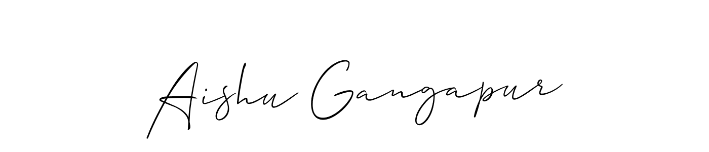 You should practise on your own different ways (Allison_Script) to write your name (Aishu Gangapur) in signature. don't let someone else do it for you. Aishu Gangapur signature style 2 images and pictures png