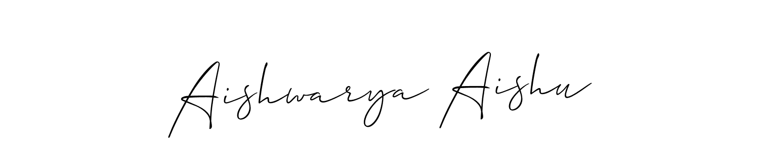 Make a beautiful signature design for name Aishwarya Aishu. With this signature (Allison_Script) style, you can create a handwritten signature for free. Aishwarya Aishu signature style 2 images and pictures png