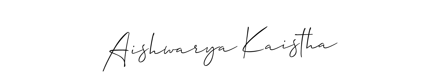 Also You can easily find your signature by using the search form. We will create Aishwarya Kaistha name handwritten signature images for you free of cost using Allison_Script sign style. Aishwarya Kaistha signature style 2 images and pictures png