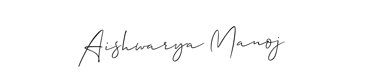 if you are searching for the best signature style for your name Aishwarya Manoj. so please give up your signature search. here we have designed multiple signature styles  using Allison_Script. Aishwarya Manoj signature style 2 images and pictures png