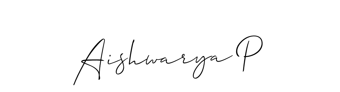 Use a signature maker to create a handwritten signature online. With this signature software, you can design (Allison_Script) your own signature for name Aishwarya P. Aishwarya P signature style 2 images and pictures png