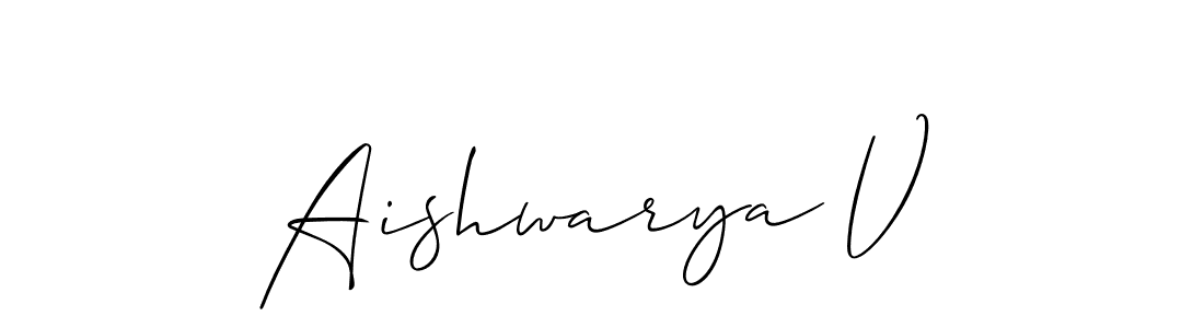 Create a beautiful signature design for name Aishwarya V. With this signature (Allison_Script) fonts, you can make a handwritten signature for free. Aishwarya V signature style 2 images and pictures png