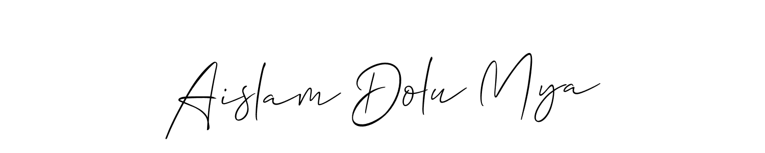 How to Draw Aislam Dolu Mya signature style? Allison_Script is a latest design signature styles for name Aislam Dolu Mya. Aislam Dolu Mya signature style 2 images and pictures png
