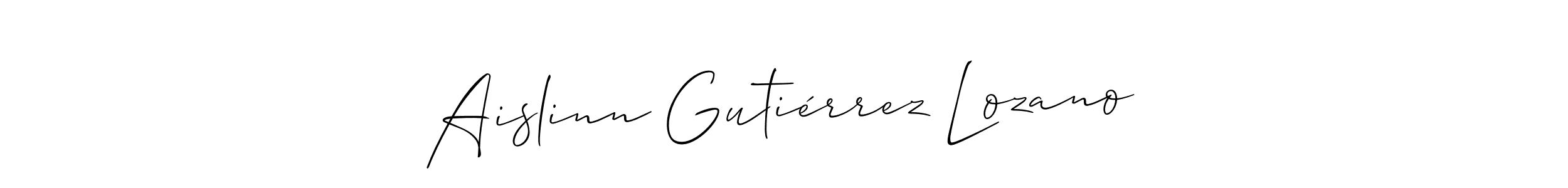 Also we have Aislinn Gutiérrez Lozano name is the best signature style. Create professional handwritten signature collection using Allison_Script autograph style. Aislinn Gutiérrez Lozano signature style 2 images and pictures png