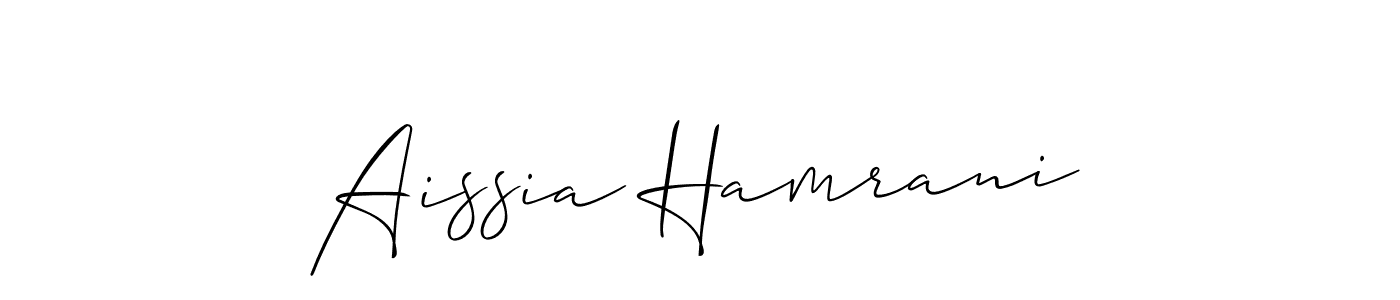 Make a short Aissia Hamrani signature style. Manage your documents anywhere anytime using Allison_Script. Create and add eSignatures, submit forms, share and send files easily. Aissia Hamrani signature style 2 images and pictures png
