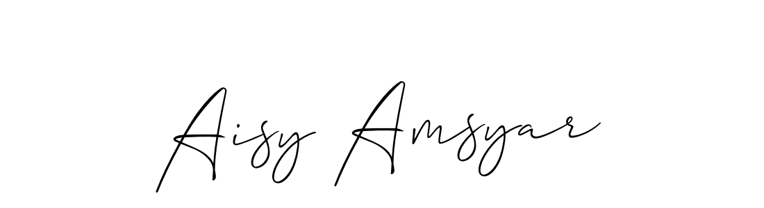 The best way (Allison_Script) to make a short signature is to pick only two or three words in your name. The name Aisy Amsyar include a total of six letters. For converting this name. Aisy Amsyar signature style 2 images and pictures png