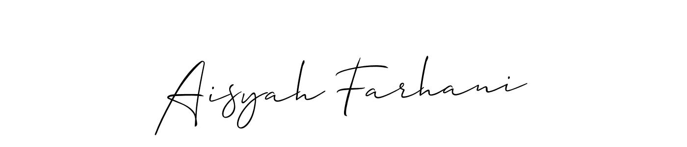 How to make Aisyah Farhani name signature. Use Allison_Script style for creating short signs online. This is the latest handwritten sign. Aisyah Farhani signature style 2 images and pictures png