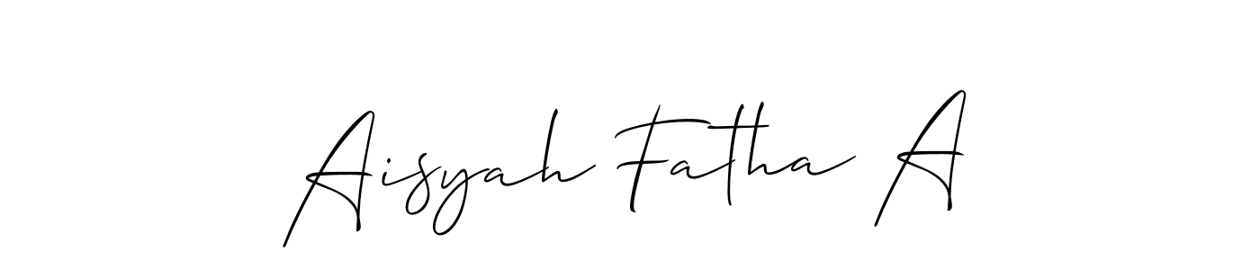 How to make Aisyah Fatha A name signature. Use Allison_Script style for creating short signs online. This is the latest handwritten sign. Aisyah Fatha A signature style 2 images and pictures png
