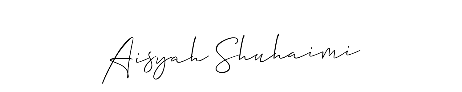 Make a short Aisyah Shuhaimi signature style. Manage your documents anywhere anytime using Allison_Script. Create and add eSignatures, submit forms, share and send files easily. Aisyah Shuhaimi signature style 2 images and pictures png