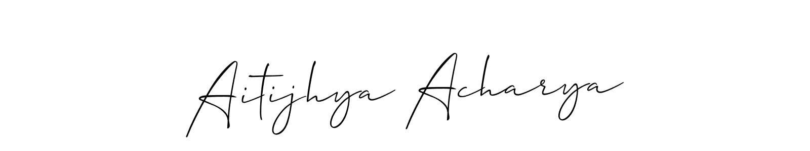 You should practise on your own different ways (Allison_Script) to write your name (Aitijhya Acharya) in signature. don't let someone else do it for you. Aitijhya Acharya signature style 2 images and pictures png