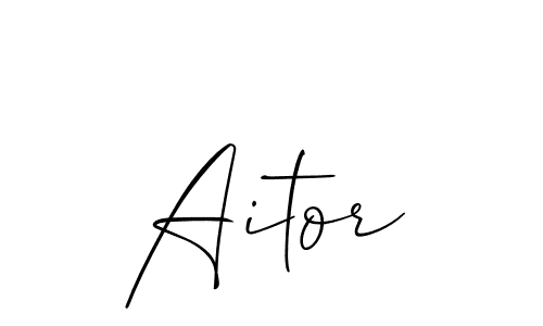 The best way (Allison_Script) to make a short signature is to pick only two or three words in your name. The name Aitor include a total of six letters. For converting this name. Aitor signature style 2 images and pictures png