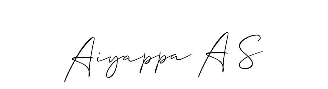 How to make Aiyappa A S name signature. Use Allison_Script style for creating short signs online. This is the latest handwritten sign. Aiyappa A S signature style 2 images and pictures png