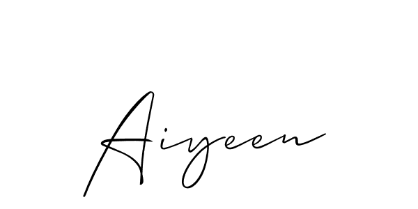 Make a beautiful signature design for name Aiyeen. With this signature (Allison_Script) style, you can create a handwritten signature for free. Aiyeen signature style 2 images and pictures png