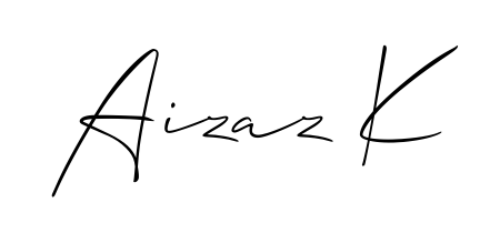 The Allison_Script typeface gives name Aizaz K a refined look. Suitable for certificates, diplomas, and official verification. Aizaz K signature style 2 images and pictures png