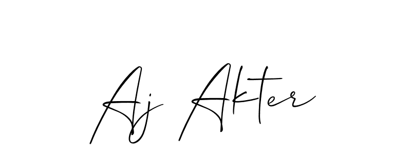 Design your own signature with our free online signature maker. With this signature software, you can create a handwritten (Allison_Script) signature for name Aj Akter. Aj Akter signature style 2 images and pictures png