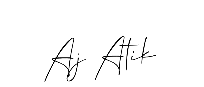 It looks lik you need a new signature style for name Aj Atik. Design unique handwritten (Allison_Script) signature with our free signature maker in just a few clicks. Aj Atik signature style 2 images and pictures png