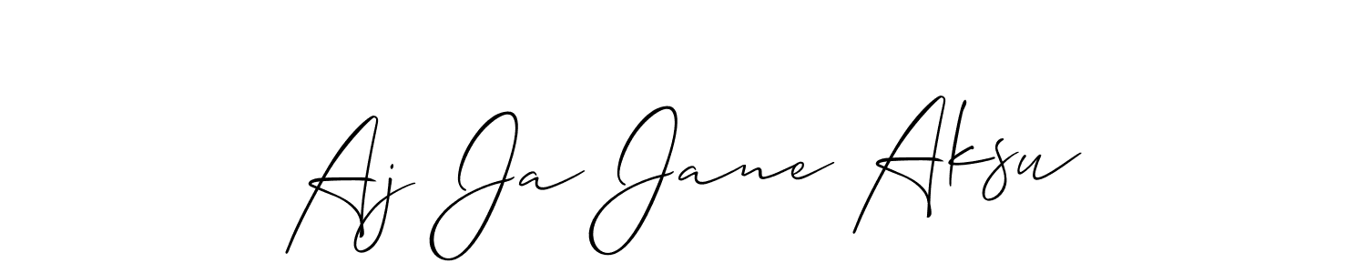 It looks lik you need a new signature style for name Aj Ja Jane Aksu. Design unique handwritten (Allison_Script) signature with our free signature maker in just a few clicks. Aj Ja Jane Aksu signature style 2 images and pictures png
