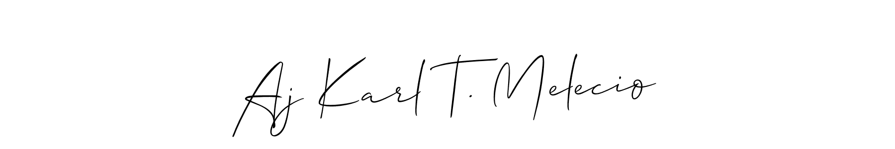 How to make Aj Karl T. Melecio name signature. Use Allison_Script style for creating short signs online. This is the latest handwritten sign. Aj Karl T. Melecio signature style 2 images and pictures png