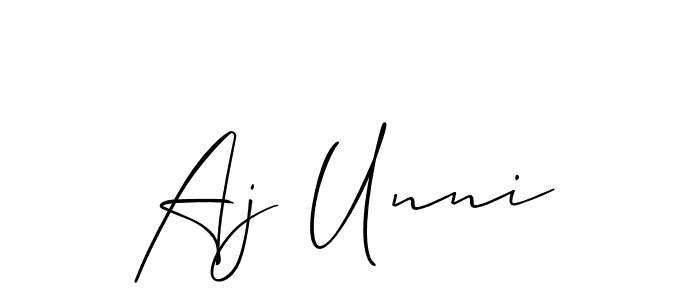 Also we have Aj Unni name is the best signature style. Create professional handwritten signature collection using Allison_Script autograph style. Aj Unni signature style 2 images and pictures png