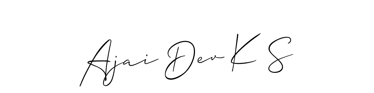 Make a short Ajai Dev K S signature style. Manage your documents anywhere anytime using Allison_Script. Create and add eSignatures, submit forms, share and send files easily. Ajai Dev K S signature style 2 images and pictures png