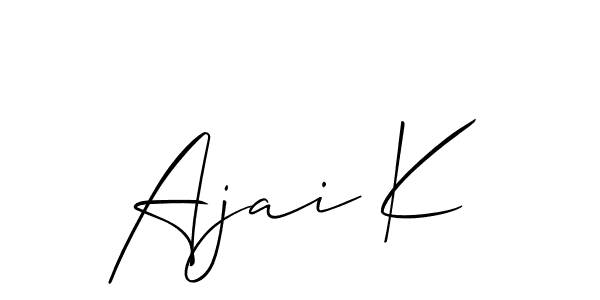 if you are searching for the best signature style for your name Ajai K. so please give up your signature search. here we have designed multiple signature styles  using Allison_Script. Ajai K signature style 2 images and pictures png