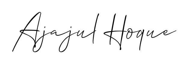 A timeless handwritten aesthetic for Ajajul Hoque. The Allison_Script font gives your signature a handcrafted feel with natural curves. Ajajul Hoque signature style 2 images and pictures png