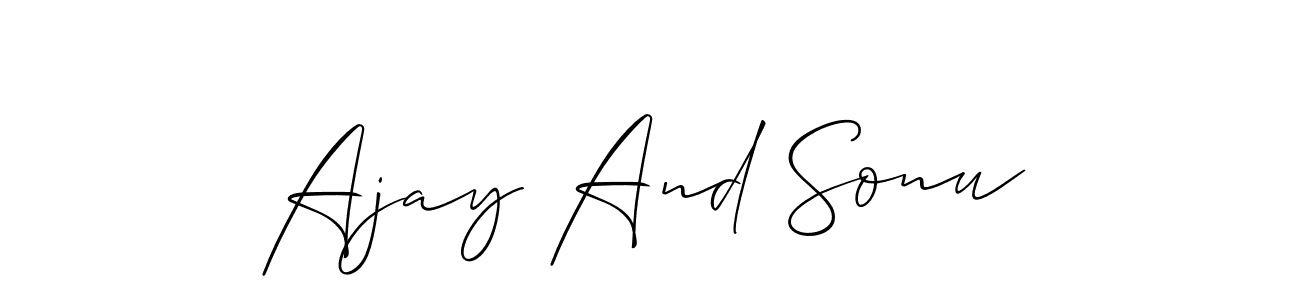 This is the best signature style for the Ajay And Sonu name. Also you like these signature font (Allison_Script). Mix name signature. Ajay And Sonu signature style 2 images and pictures png