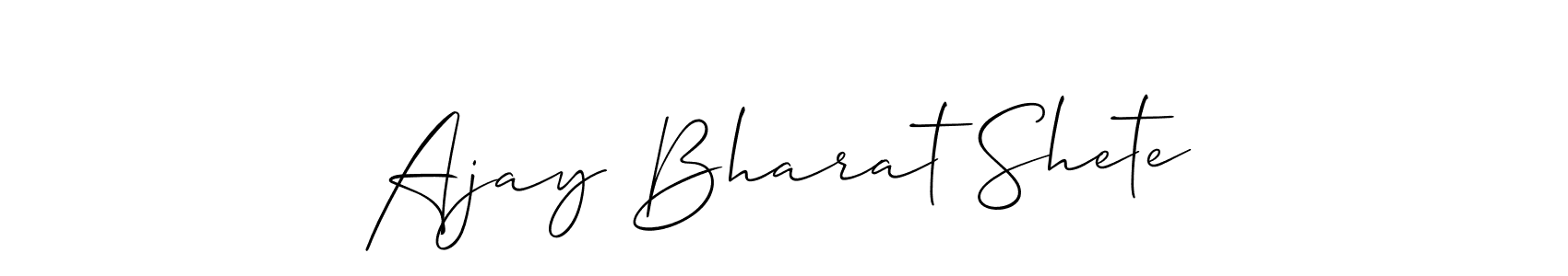 This is the best signature style for the Ajay Bharat Shete name. Also you like these signature font (Allison_Script). Mix name signature. Ajay Bharat Shete signature style 2 images and pictures png