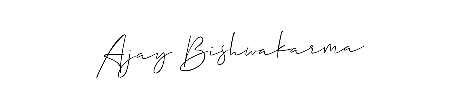 Allison_Script is a professional signature style that is perfect for those who want to add a touch of class to their signature. It is also a great choice for those who want to make their signature more unique. Get Ajay Bishwakarma name to fancy signature for free. Ajay Bishwakarma signature style 2 images and pictures png