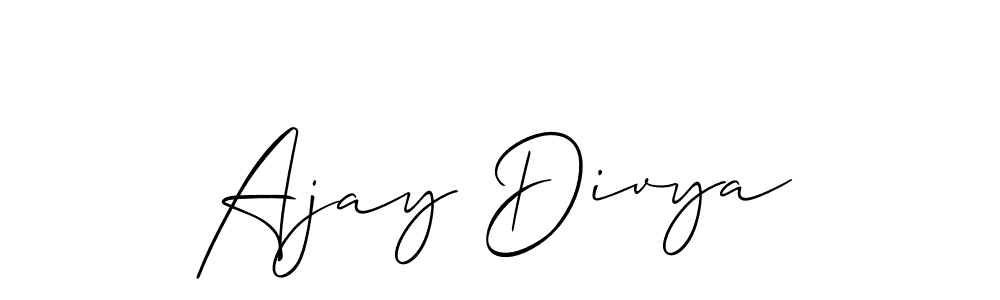 Also we have Ajay Divya name is the best signature style. Create professional handwritten signature collection using Allison_Script autograph style. Ajay Divya signature style 2 images and pictures png